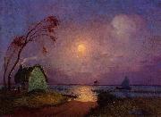 unknow artist Cottage in the Moonlight in Briere France oil painting artist